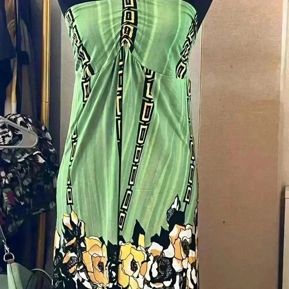 Venus Women’s Dress Green Black Yellow Sleeveless Midi Size L - Picture 1 of 3